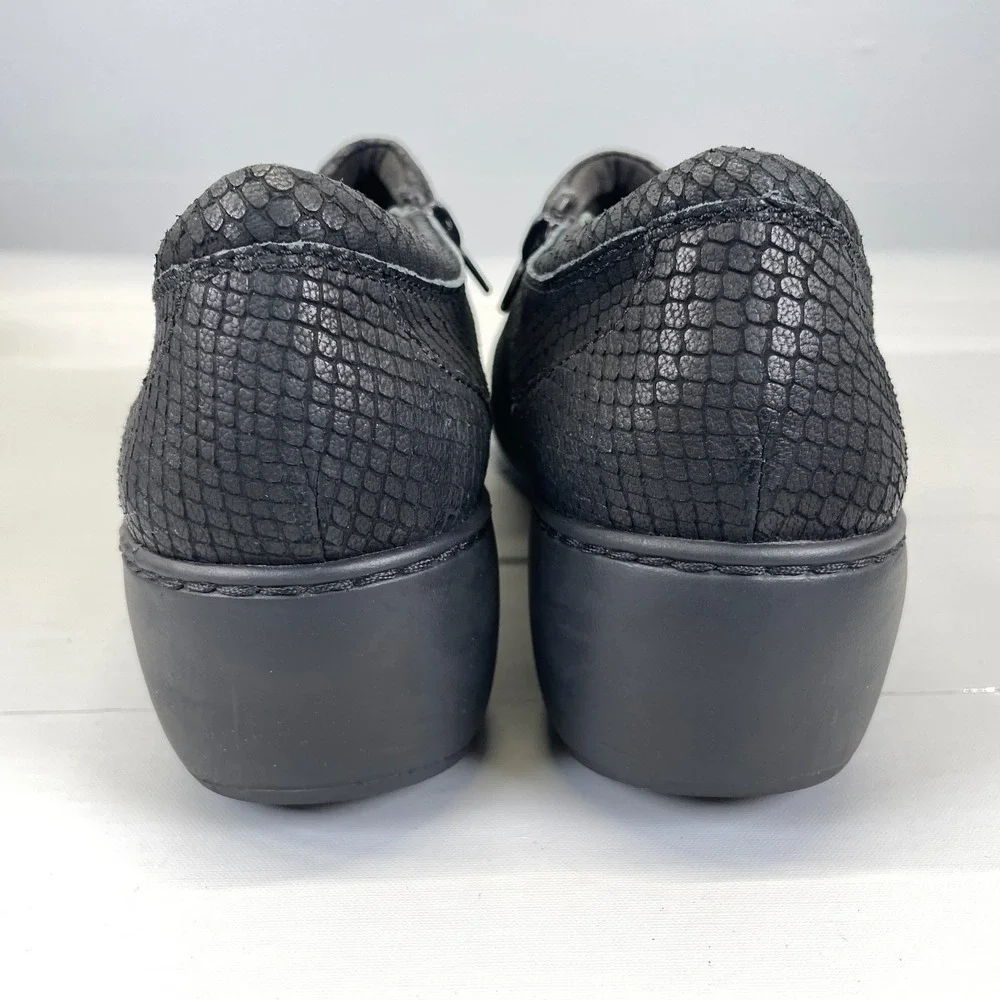 Clarks Channing Ann Shoes Womens Size 12M Black Leather Side Zip Comfort Loafers